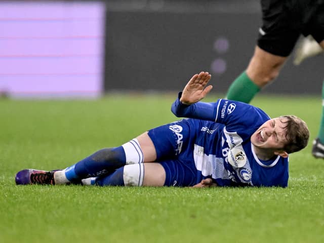 Max Dean was left in agony during Gent's win over Royale Union SG