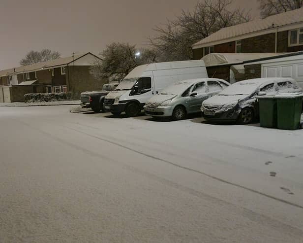 Snow falls in Basingstoke.