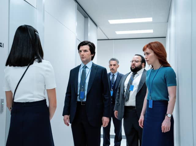 Sarah Bock, Adam Scott, John Turturro, Zach Cherry and Britt Lower in Severance