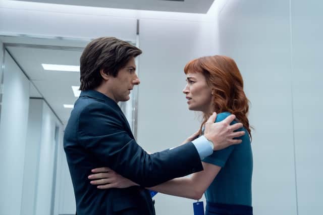 Adam Scott and Britt Lower in Severance
