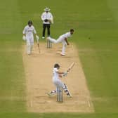 Joe Root of England scoops Shardul Thakur of India for six  during Day Five of the Fifth LV=Insurance Test Match at Edgbaston on July 05, 2022 in Birmingham, England.
