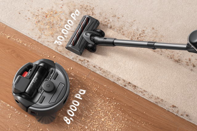 The suction power is reduced in the robot vacuum, but it's still sufficient