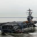 A fighter jet fell off the side of the American aircraft carrier USS Harry S. Truman while she was deployed in the Red Sea.