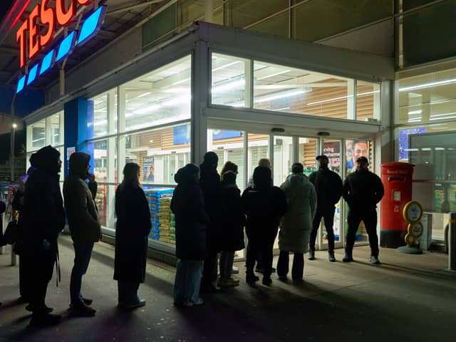 Queues started to form outside Tesco Extra in Borehamwood, Hertfordshire