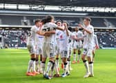 MK Dons celebrate Danilo Orsi's winner against Morecambe