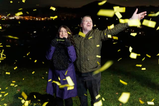 Omaze Million Pound House Norfolk winner Victoria Curtis-Cresswell with husband Dale. Release date March 27 2025.