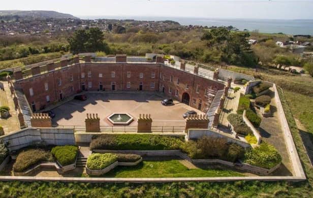 The stunning roof garden at Golden Hill Fort, an old Victorian fortress on the Isle of Wight, where a three-bedroom house is for sale with a guide price of £295,000