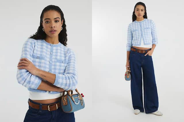 River Island Blue Gingham Cardigan £42 (size 14)