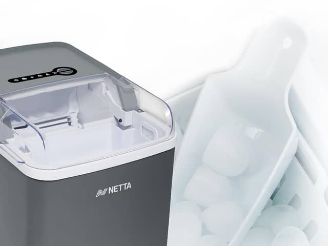 There's no plumbing required with the Netta ice machine - just fill the tank with water and wait 10 minutes for the cubes to form