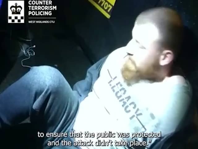The arrest of Jason Savage. Chilling footage shows a Muslim convert who dubbed himself 'Lone Wolf' carrying out reconnaissance trips as he plotted terror attacks in Birmingham.