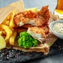 Fish and chips stock image.