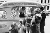 Youngsters queue for an ice cream in 1974