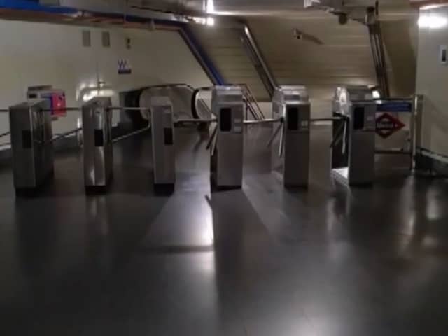 A metro station in Madrid in darkness.