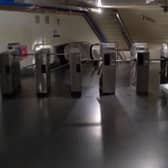 A metro station in Madrid in darkness.