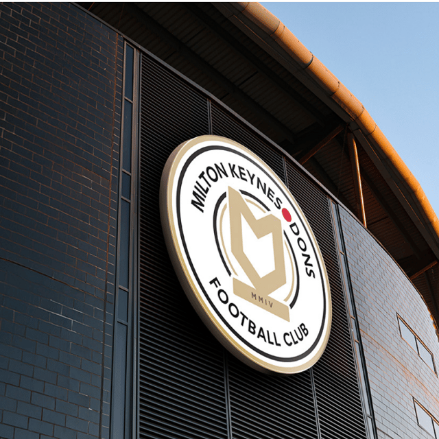 New MK Dons badge at Stadium MK