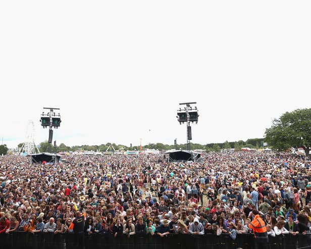 View of the crowd during Day 3 at The Isle of Wight Festival at Seaclose Park on June 15, 2014 in Newport, Isle of Wight. 