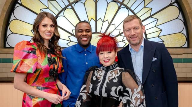 Bake-Off: The Professionals hosts and judges: (L-R) Ellie Taylor, Liam Charles, Cherish Finden and Benoit Blin