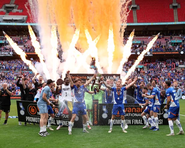 Oldham Athletic beat Southend at Wembley to return to the Football League