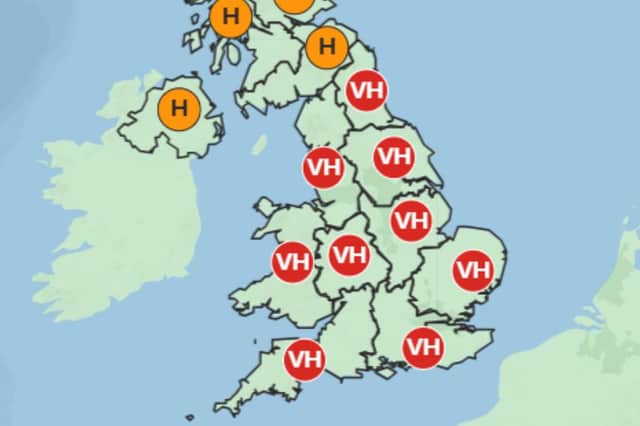 The  Met Office is forecasting 'very high' pollen levels on Thursday (June 19).
