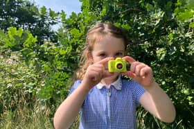 Rosanna trying out the Photo Creator Mini Cam Digital Camera
