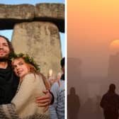 People celebrate the summer solstice at Stonehenge.