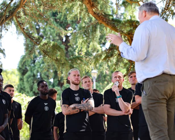 David Kenyon gave the MK Dons players a tour of Bletchley Park