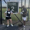 Peter Bakare, local Olympian and MK Act’s New Refuge Project Manager and Lolly Marlborough, MK Act's Fundraising and Marketing Manager