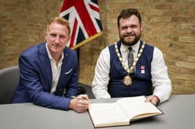 Dean Lewington with James Lancaster, the Mayor of Milton Keynes