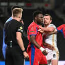 Manny Monthe took issue with Jon Mellish in the closing stages
