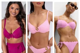 These are the three bikinis I have added to my summer holiday 2026 wardrobe  - left to right from Pour Moi, Boux Avenue and Marks and Spencer 