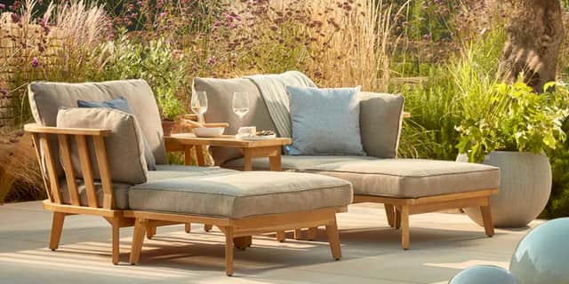 The Cox & Cox Bora Versatile Daybed transforms from individual loungers into a shared daybed, bringing resort-style comfort and flexibility to modern outdoor spaces.