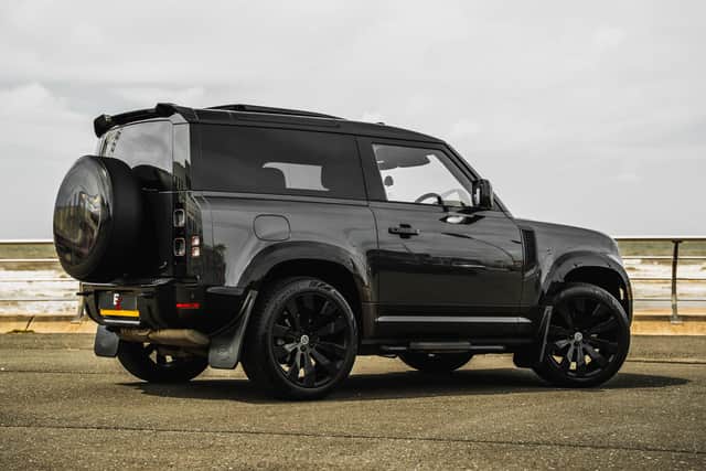 The Land Rover Defender features a high-end entertainment system