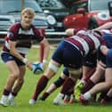 Bletchley scrum half Jack Sharp delivering from the base