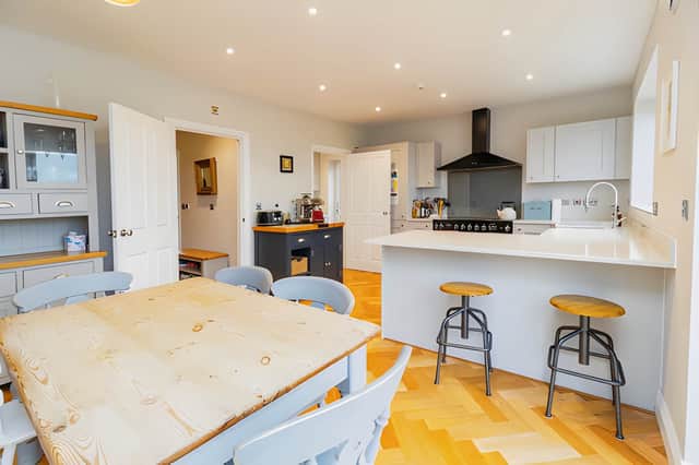 Porcelanosa marble worktops feature in the kitchen/dining room