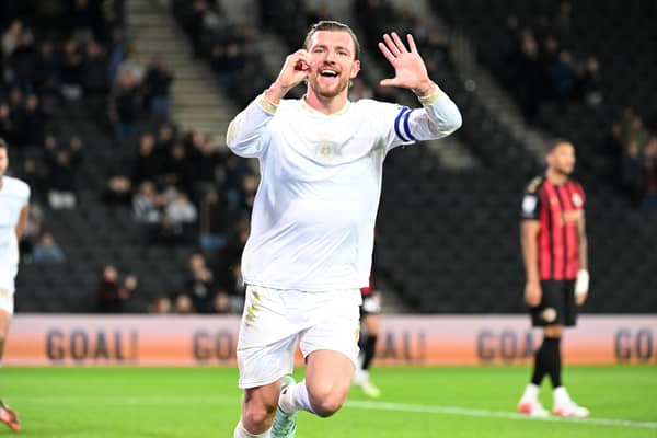 Alex Gilbey scores his 50th goal for Dons on Tuesday night