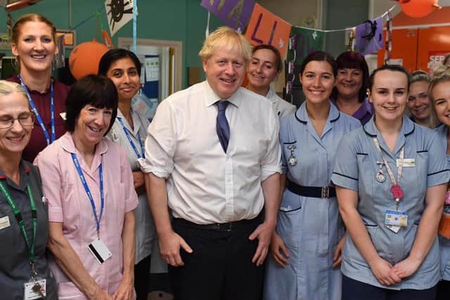 Boris meeting patients and staff at Milton Keynes University Hospital
