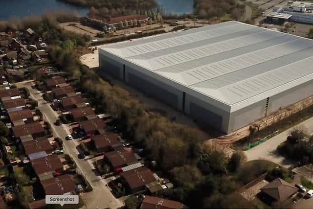 A drone's eye view of the Blakelands warehouse