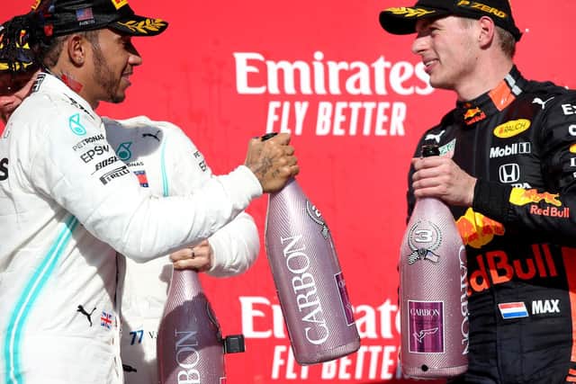 Verstappen congratulated world champion Lewis Hamilton on the podium