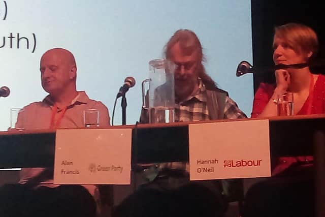 From left: Stephen Fulton (Ind); Alan Francis (Green) and Hannah O'Neill (Lab)