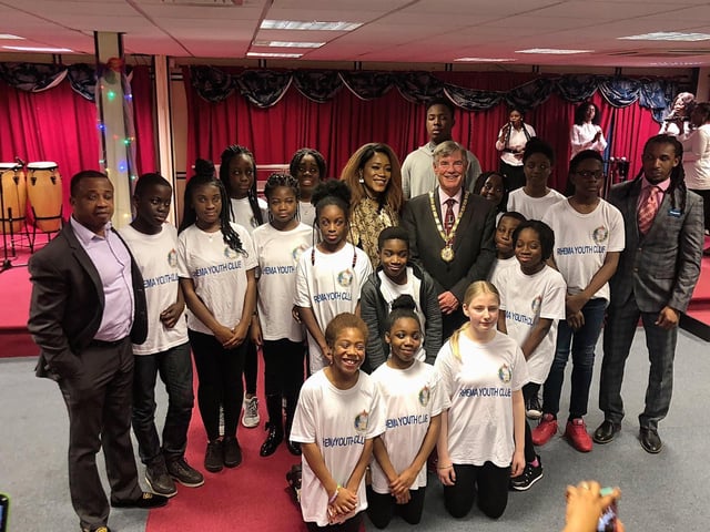 Mayor Sam Crooks with young church members