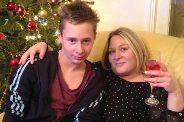 Haydon with his mum Tracey last Christmas