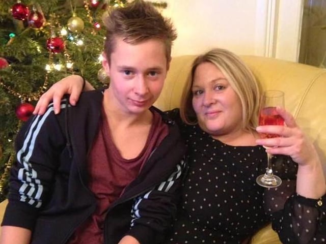 Haydon with his mum Tracey last Christmas