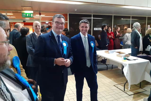 Iain Stewart, left, with his fellow Conservative victor Ben Everitt