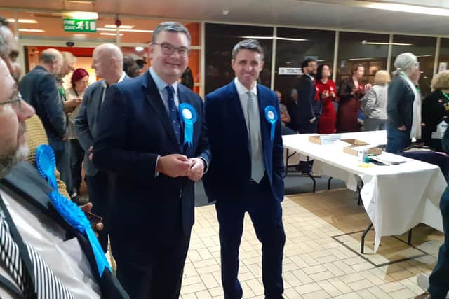 The winners take it all, Conservative MPs Iain Stewart, left, and Ben Everitt, right.