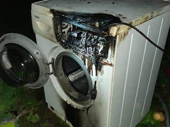 The washing machine caught fire