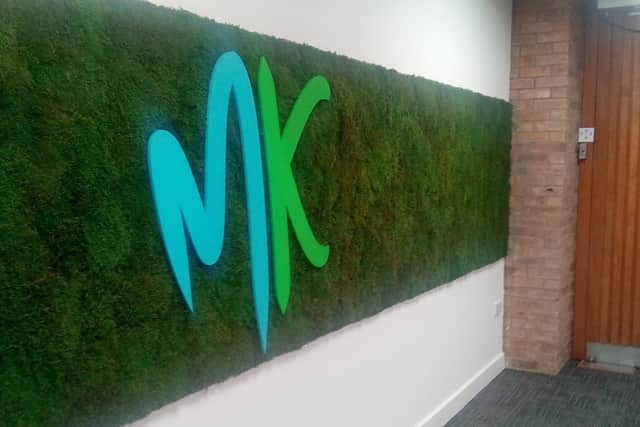 One of the panels of wall moss upstairs at the civic offices