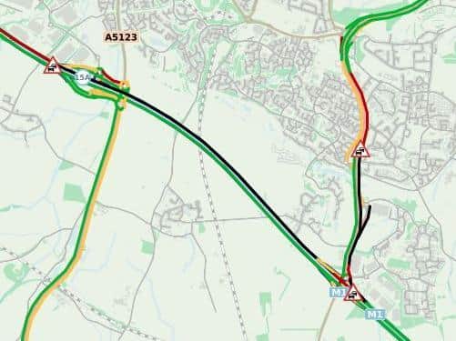 Highways England warned of severe delays around Junction 15 on Wednesday morning.