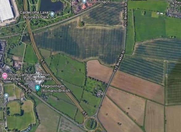 The triangle of land north of the big A5 roundabout is earmarked for business use