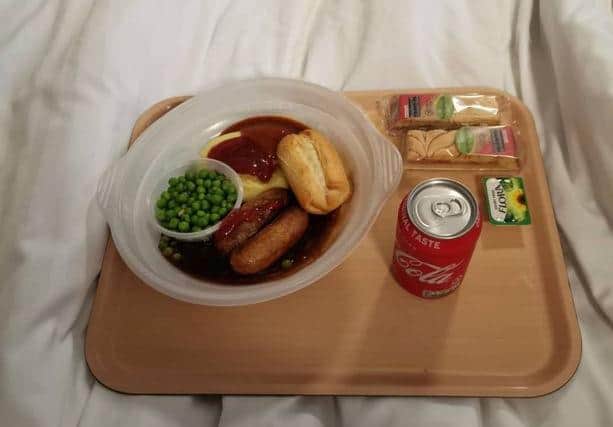 Meals are left on a tray outside guests' doors