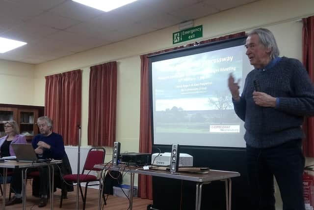 Speakers at the No Expressway Group meeting in Woburn Sands